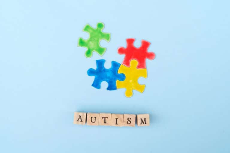 Autism spelled out with puzzle piece.
